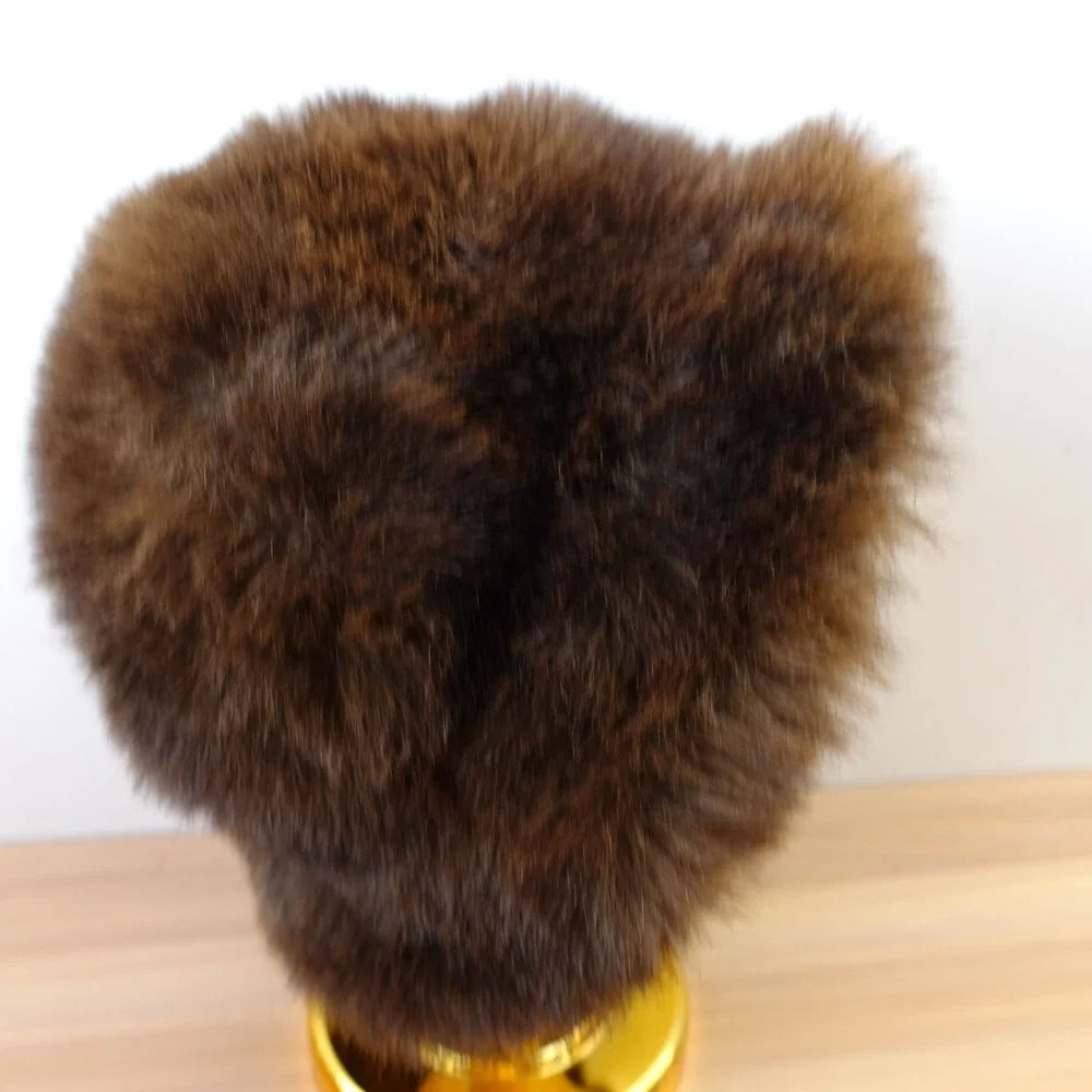 Vintage Real Fur Pillbox Hat Womens Brown Russian Cossack Fuzzy Winter Luxury - Picture 3 of 10